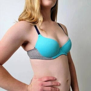 Victoria's Secret PINK Push-up Top - Teal Blue, Heather Grey